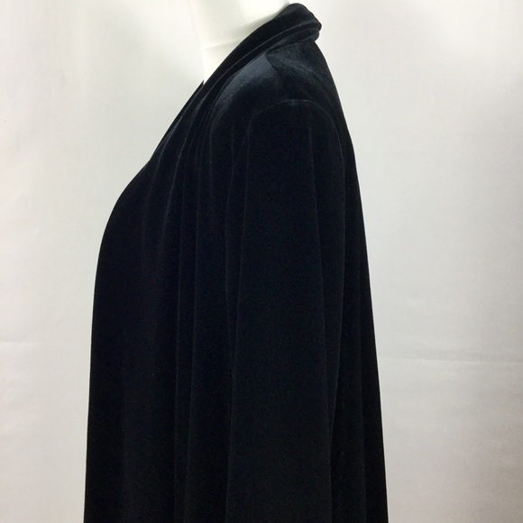 Vintage R&K Evenings Open Front Black Velvet Jacket Cardigan - Picture 5 of 13